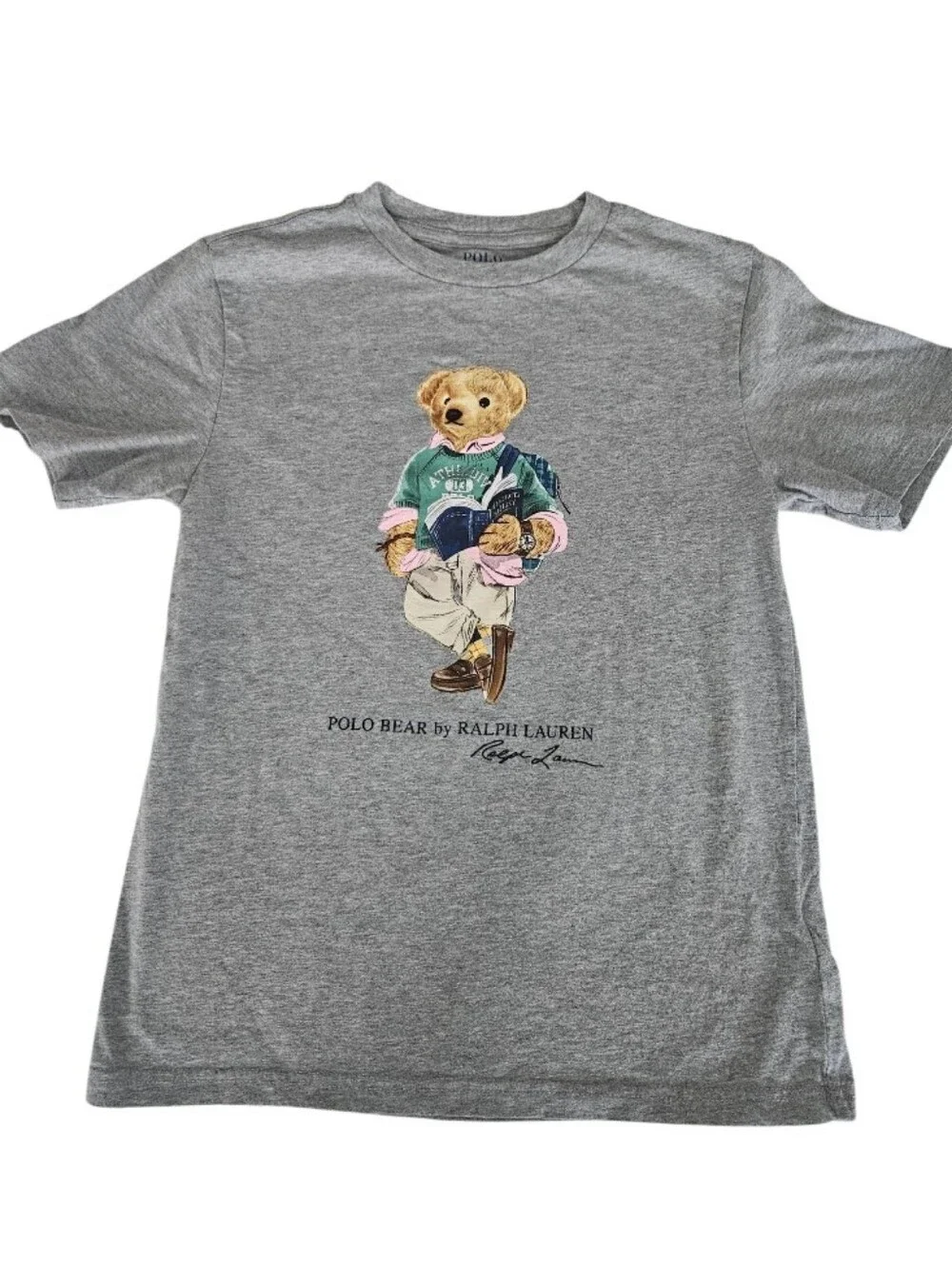 Polo Bear By Ralph Lauren Grey Tee with Teddy Bear Graphic Collections Unisex